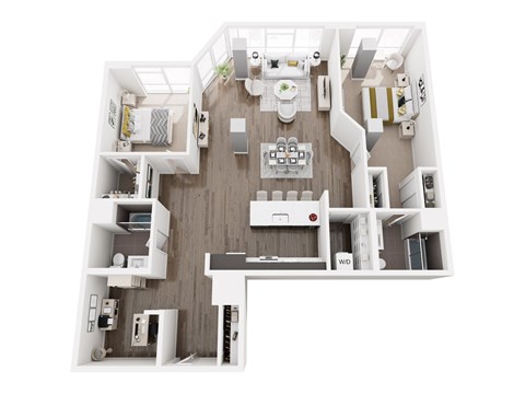 Floor plan for 2 beds, 2 baths, 1650 sqft